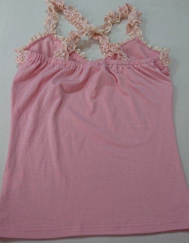 昔のLIZ LISA キャミソール ピンク 胸元レース ストラップレース