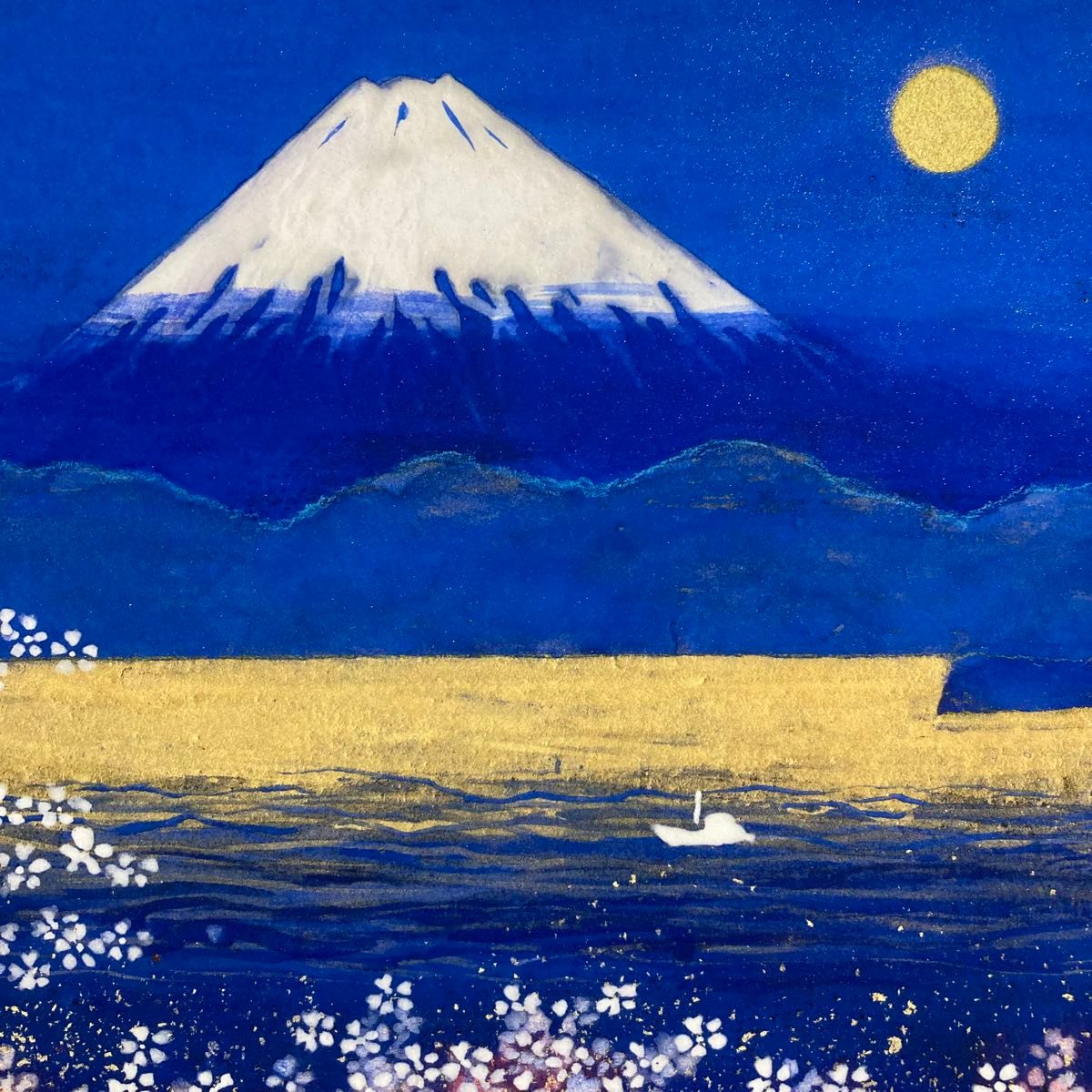 未使用品】平松礼二「さくら富士」ジクレー 直筆サイン 印章有り 絵画