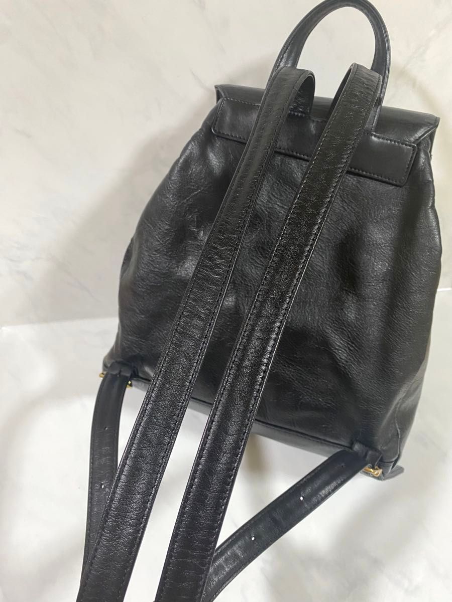 極美品】VERSACE レザー リュック サンバースト 本革 ブラック 黒