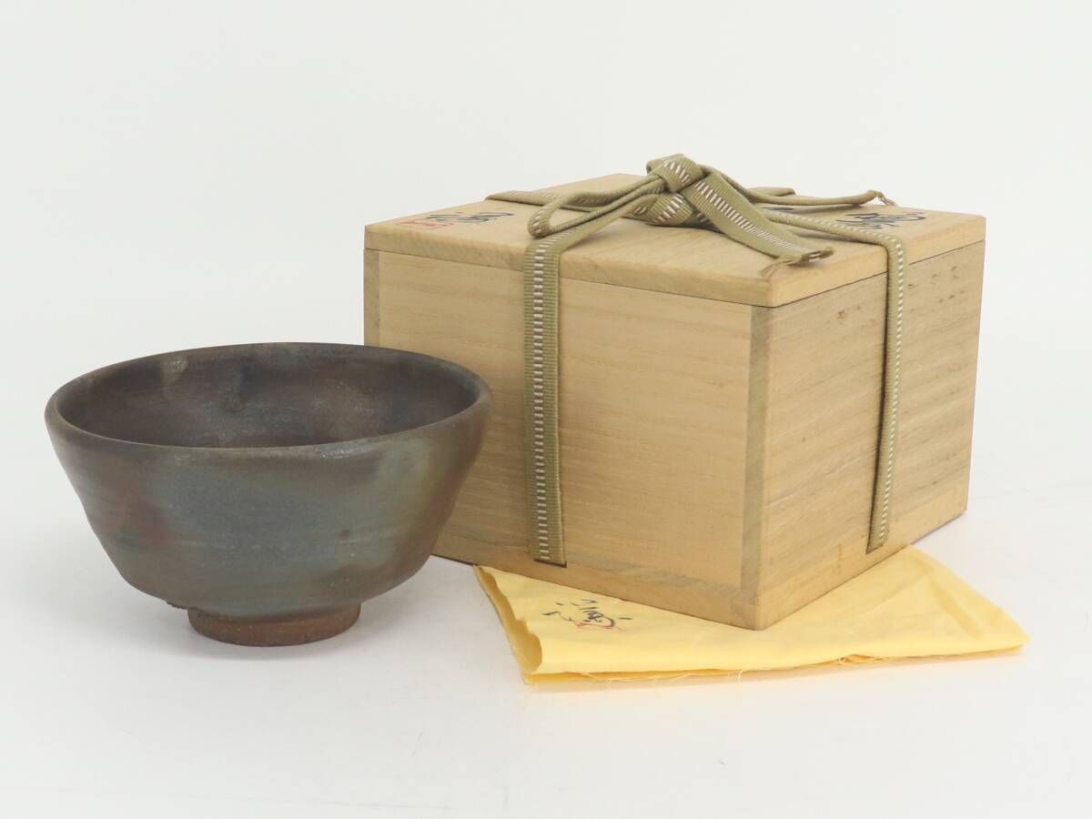 87】◉岡山県重要無形文化財・藤原建先生 備前焼茶碗 茶道具 共箱◉ 87