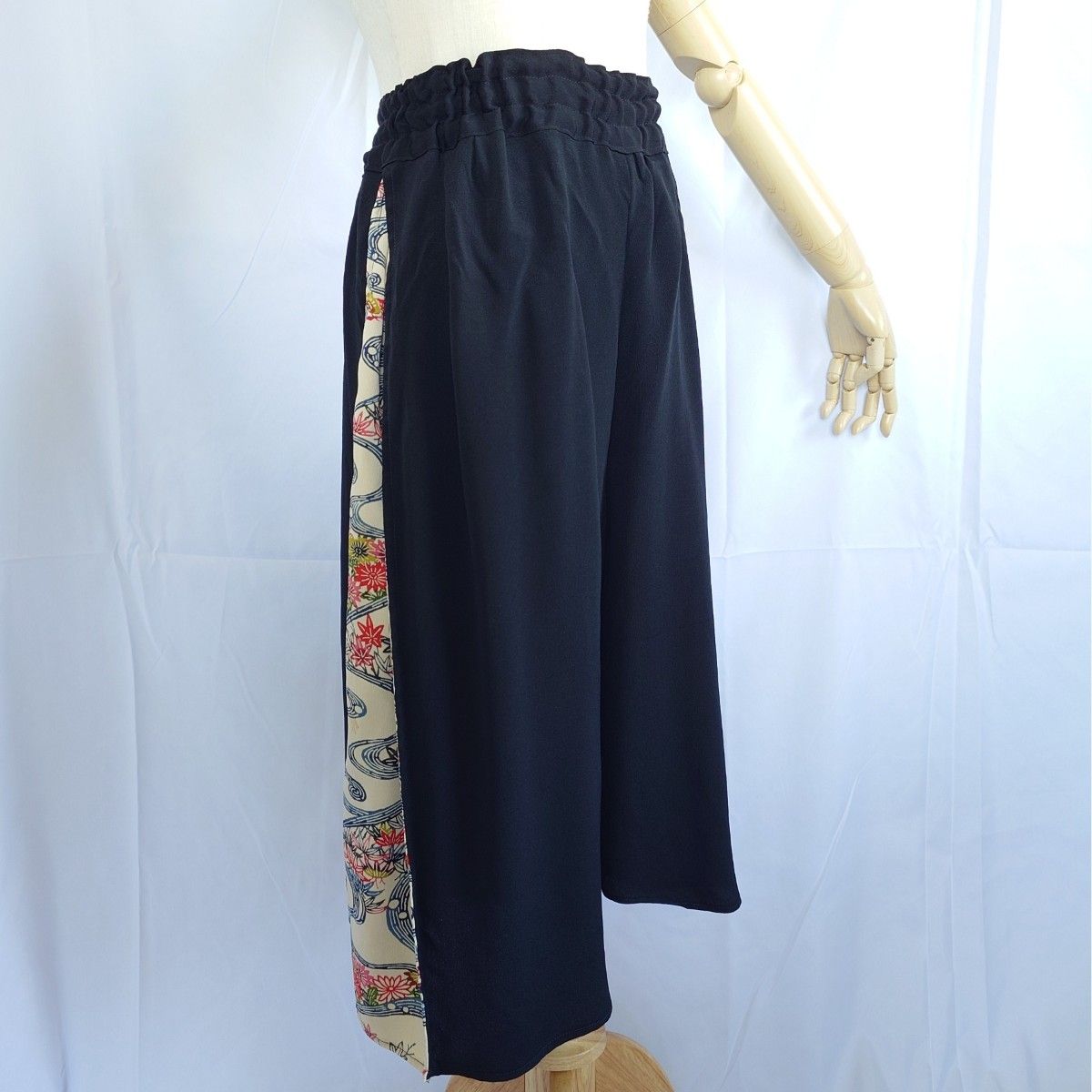 16 13号サイズ ガウチョパンツ ワイドパンツ 七分丈 着物リメイク