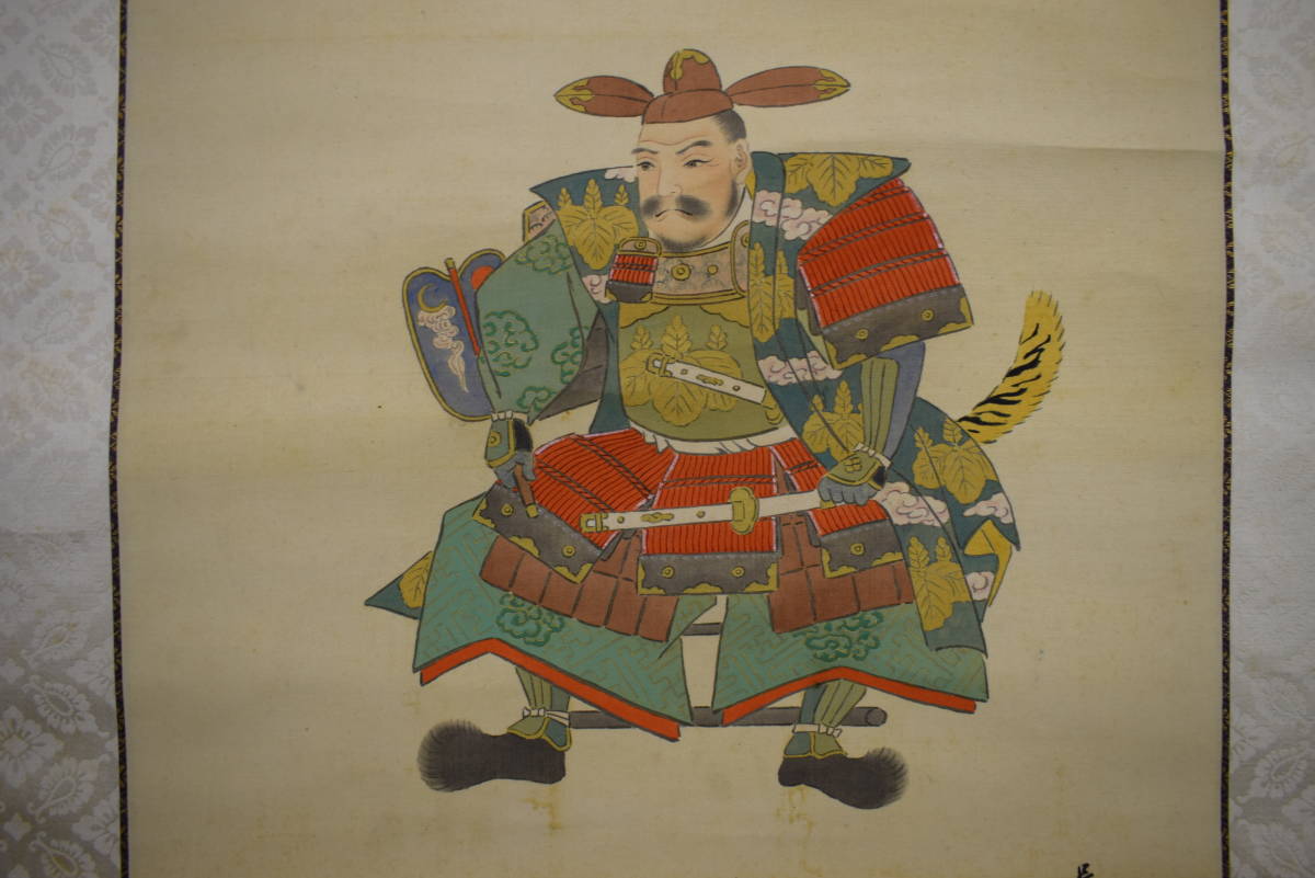 輝一⁄平治物語図⁄大和絵⁄桐共箱付⁄布袋