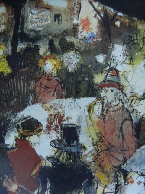 松井 ヨシアキ 【Cafeの夜】 希少画集画、状態良好、新品高級額装付