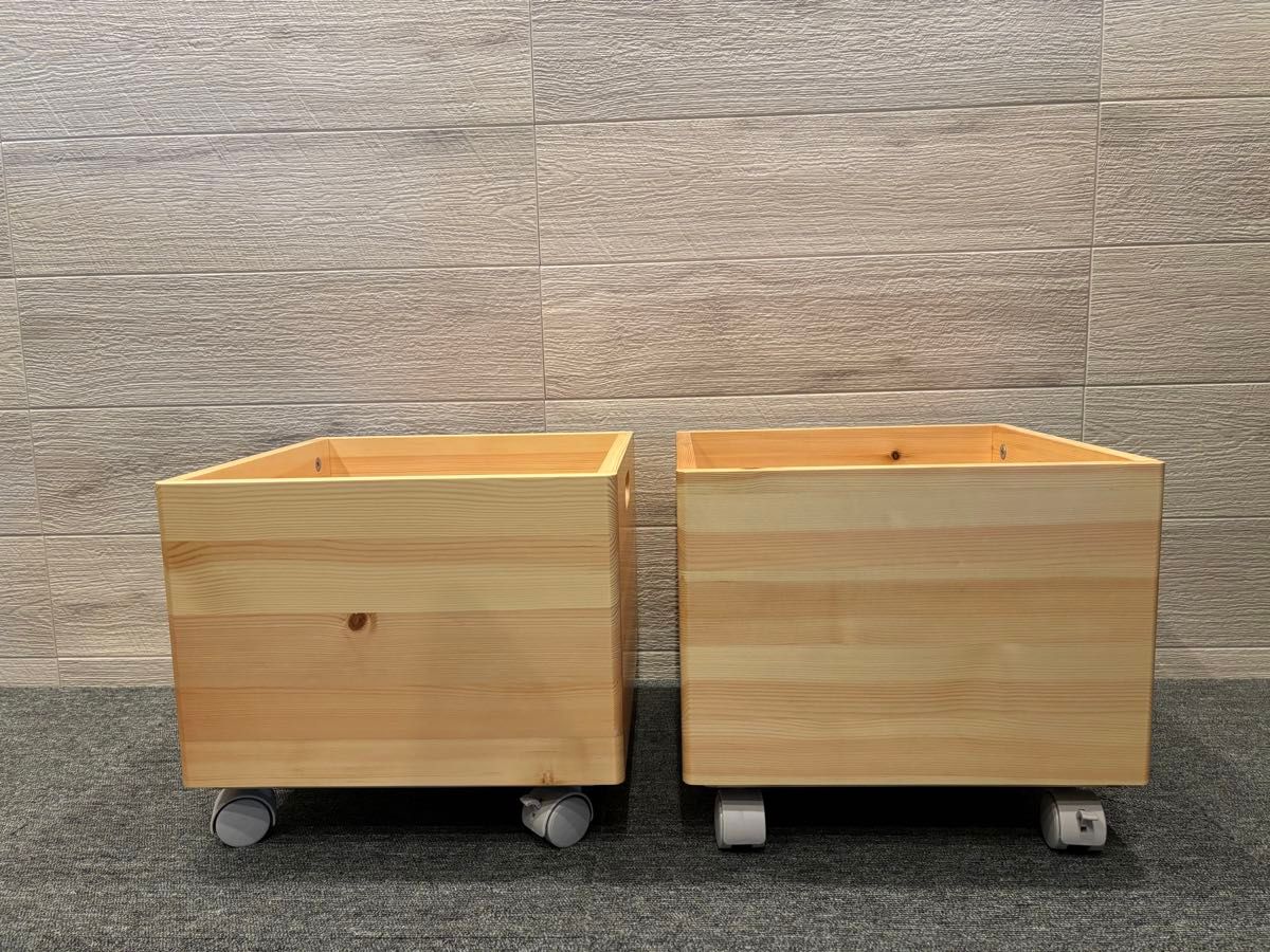 無印良品 パイン材収納BOXキャスター付き 2個セット｜Yahoo!フリマ