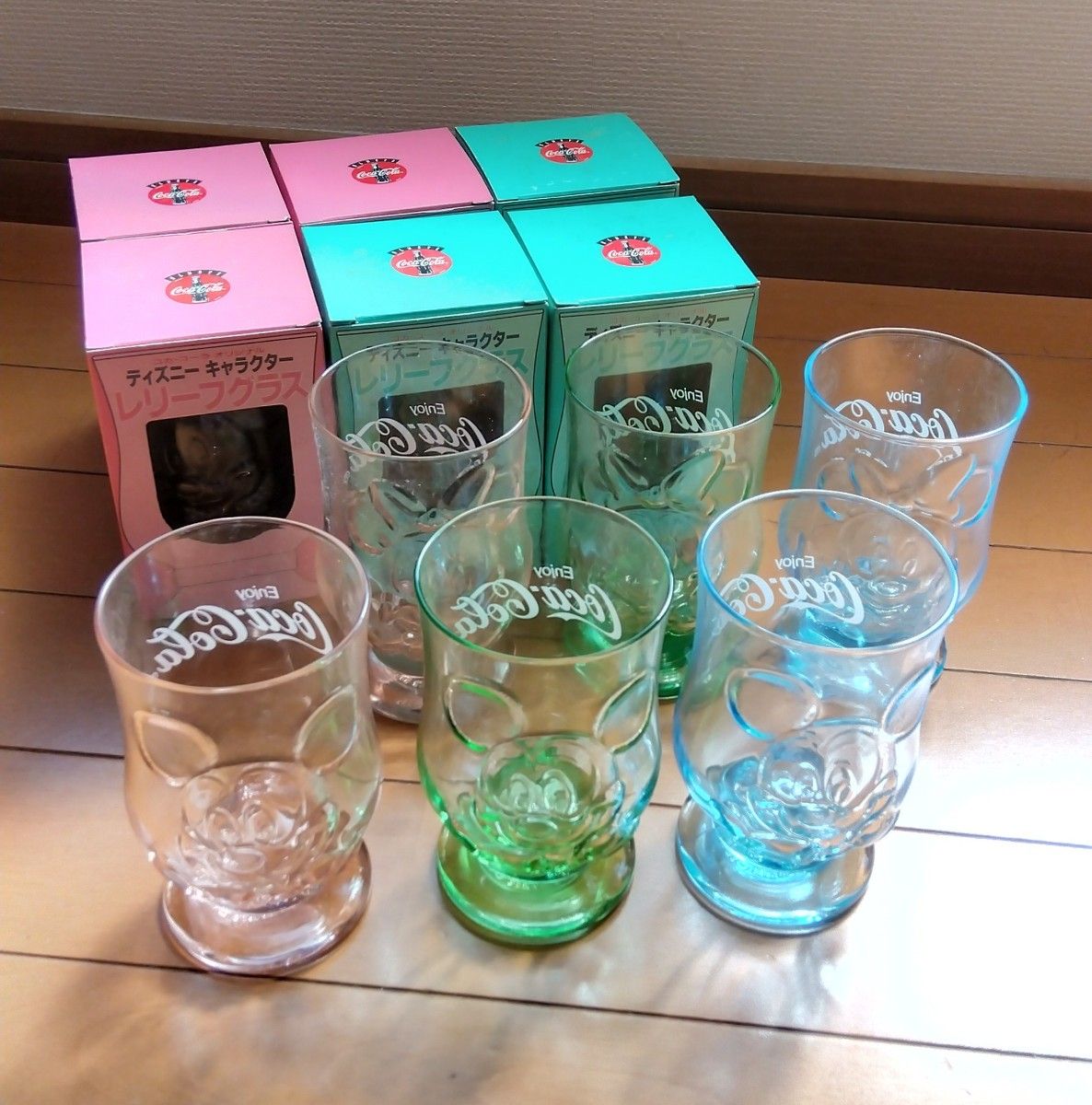 新品 コカ・コーラ ディズニー キャラクター レリーフ グラス ミッキー