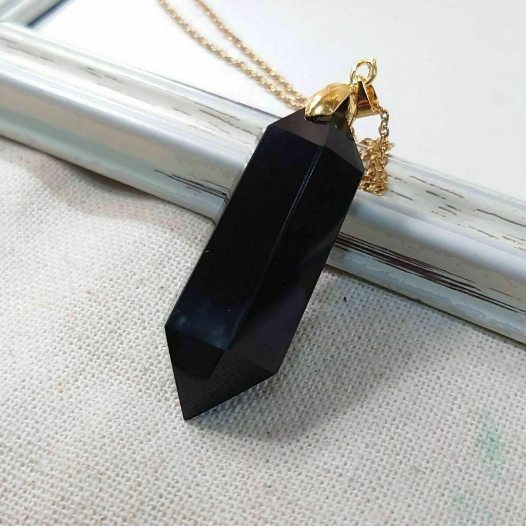 最強の魔除け お守り】漆黒の黒水晶モリオンの六角柱ダブルポイント