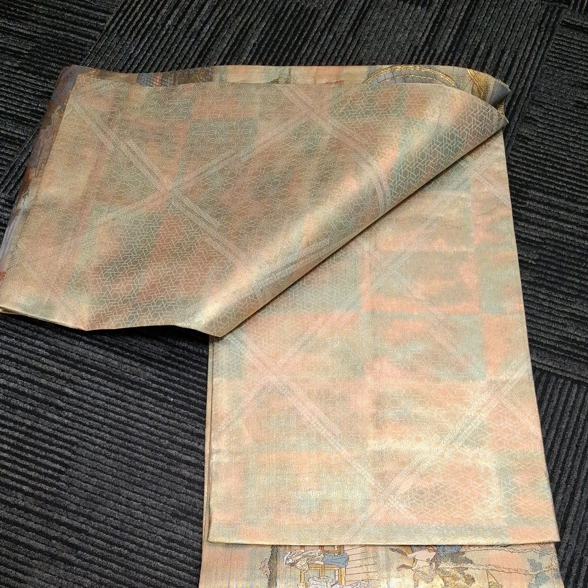 袋帯】北斎 富嶽三十六景 全通全景図 24金プラチナ二重箔 金糸