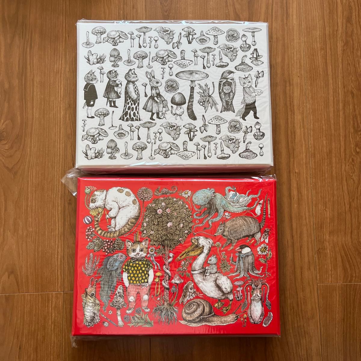 2個 ヒグチユウコ ホルベイン お道具箱 箱 小物入れ 紙製 赤 白 おどう