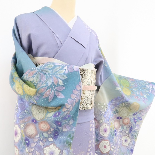 tomihisa 新品 吉野一簾 落款 辻ヶ花 銀通し 絞り 着物“辻が花染めへの