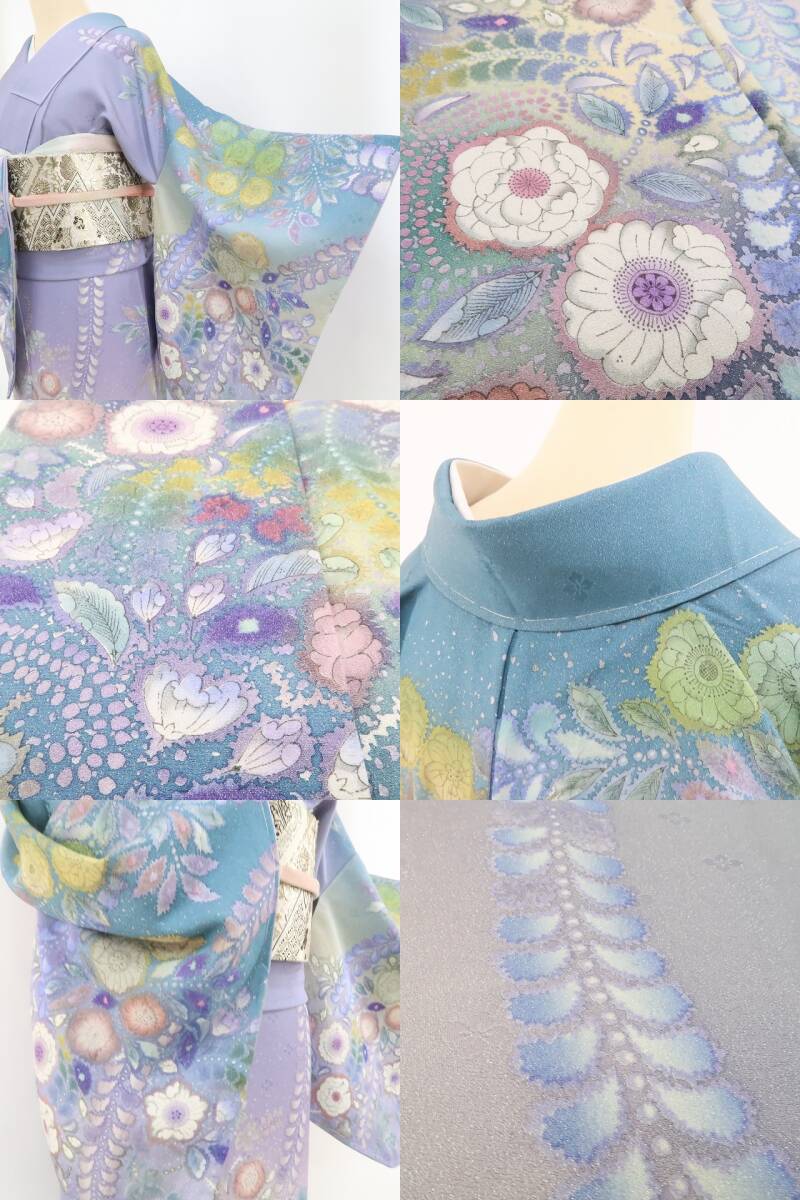 tomihisa 新品 吉野一簾 落款 辻ヶ花 銀通し 絞り 着物“辻が花染めへの