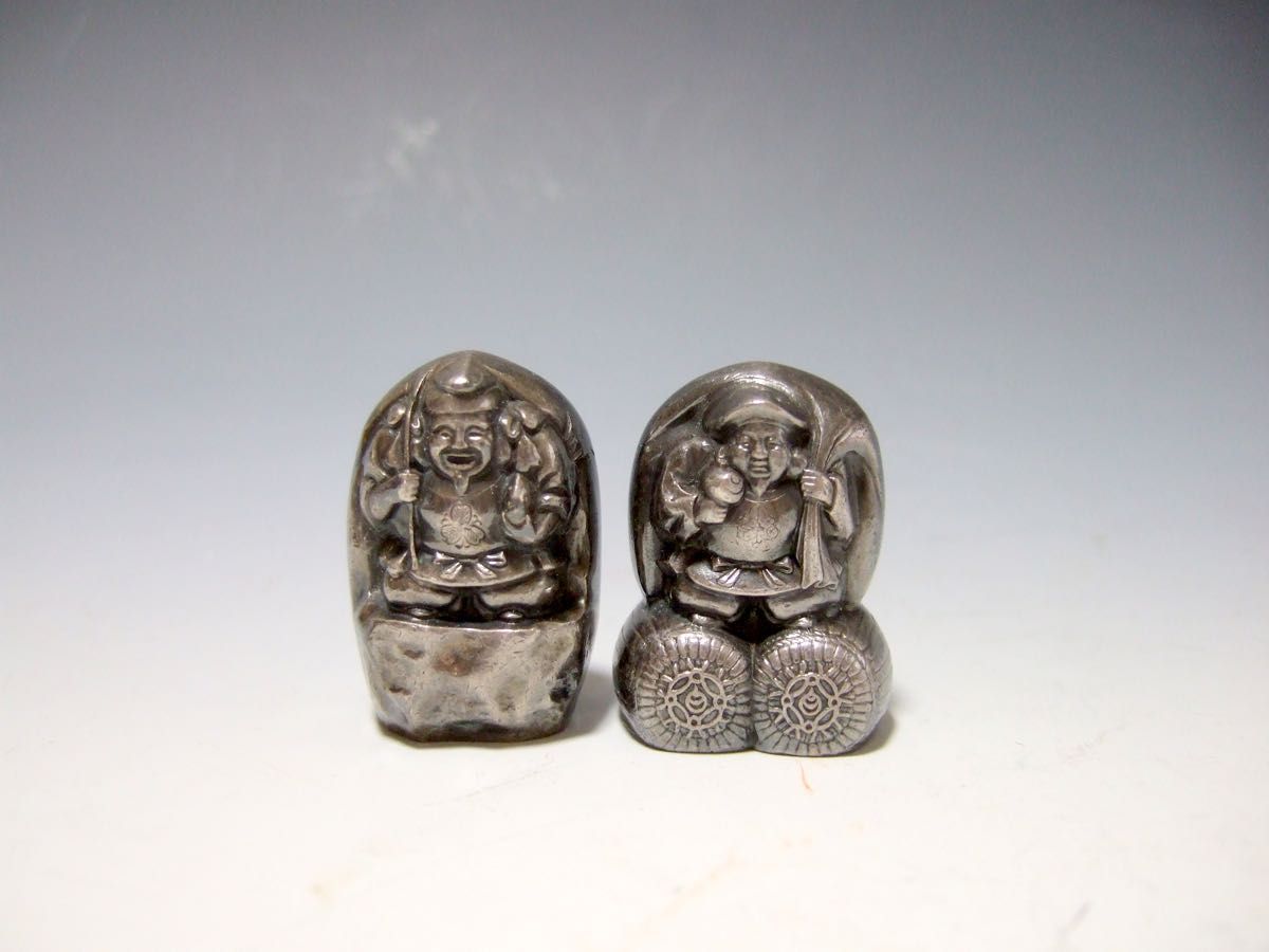 純銀 恵比寿 大黒 計192 5g SILVER 1000 造幣局製 銀無垢 置物｜Yahoo