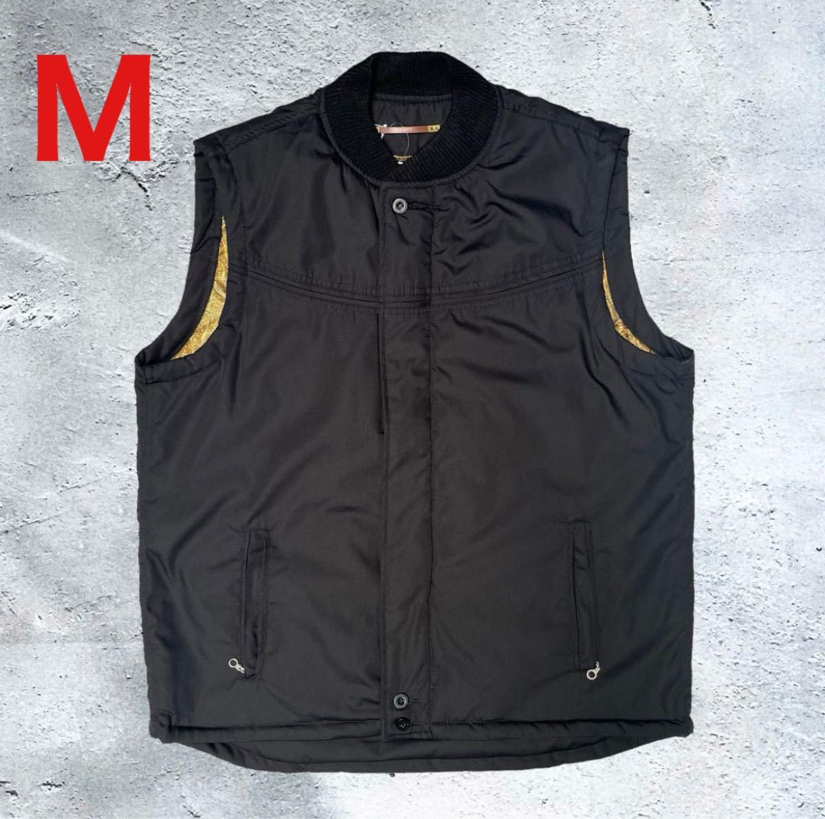 Derby Of San Francisco Vest ダービー ベストM 表BLACK/裏地GOLD