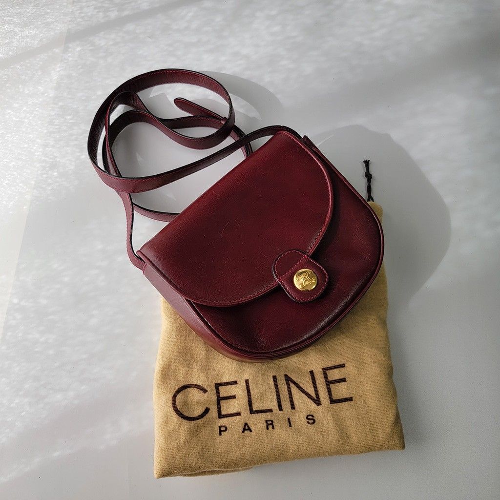 CELINEセリーヌ レザー ショルダーバッグ ミニショルダーポシェット