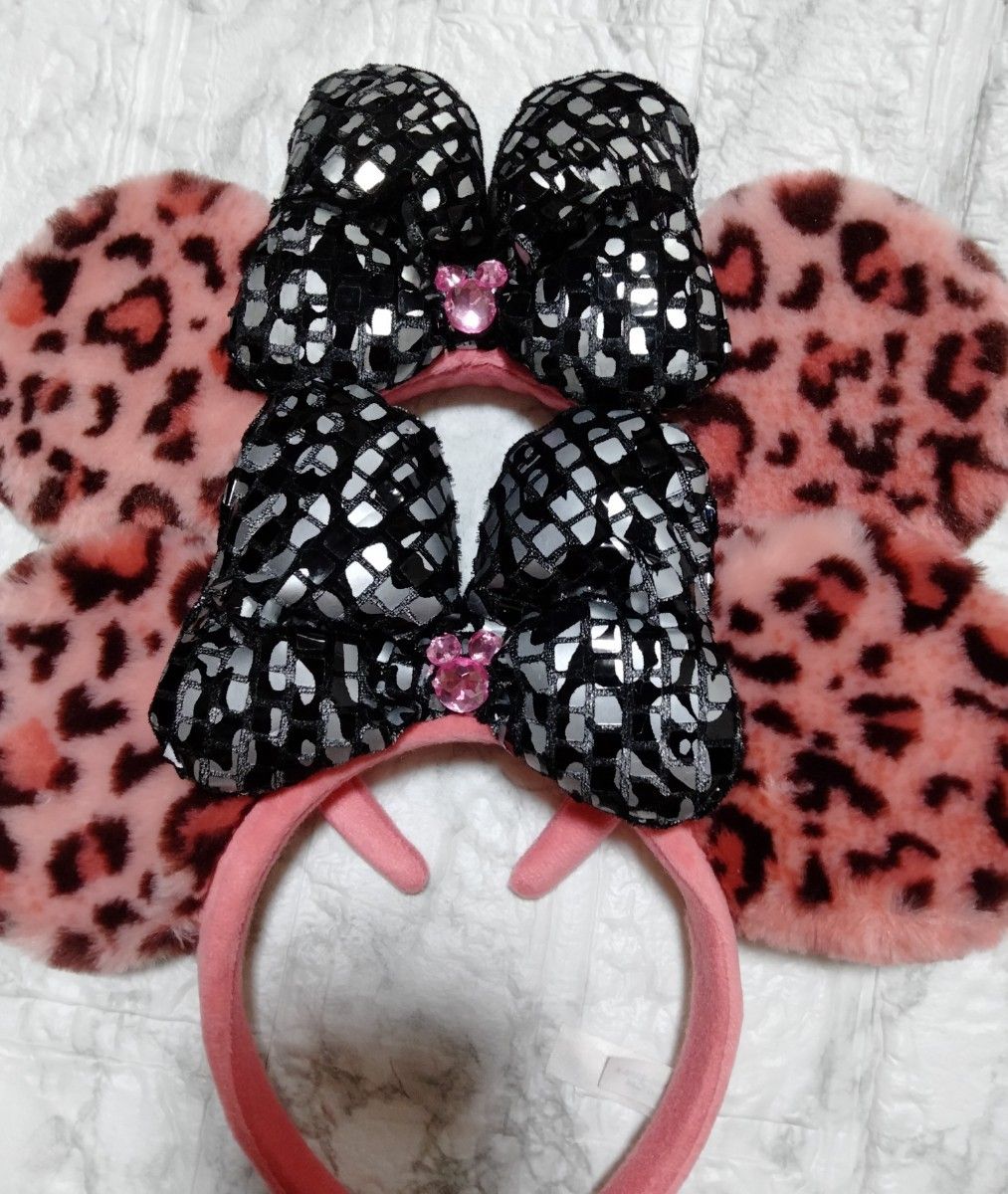 ペア】ディズニー ミニー ヒョウ柄 ピンク カチューシャ 2個セット