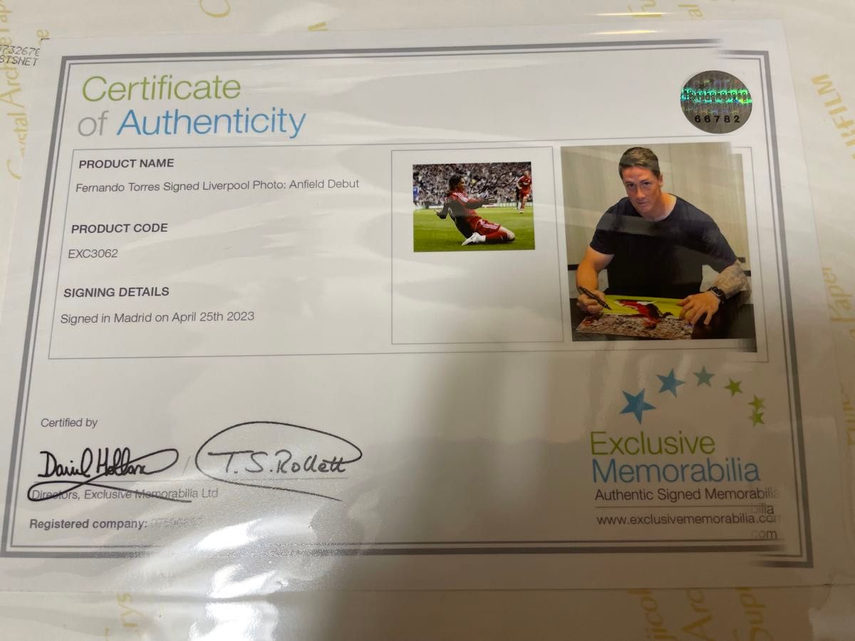 証明書付】トーレス 直筆サイン A3サイズ 証明書付】トーレス 直筆