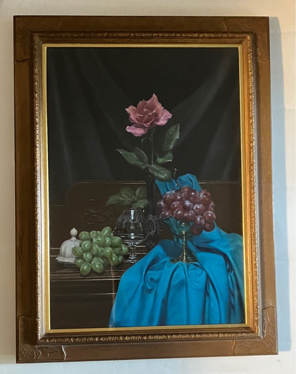Yahoo!オークション - 【真作】三嶋哲也 薔薇と葡萄・油彩15号・大作・