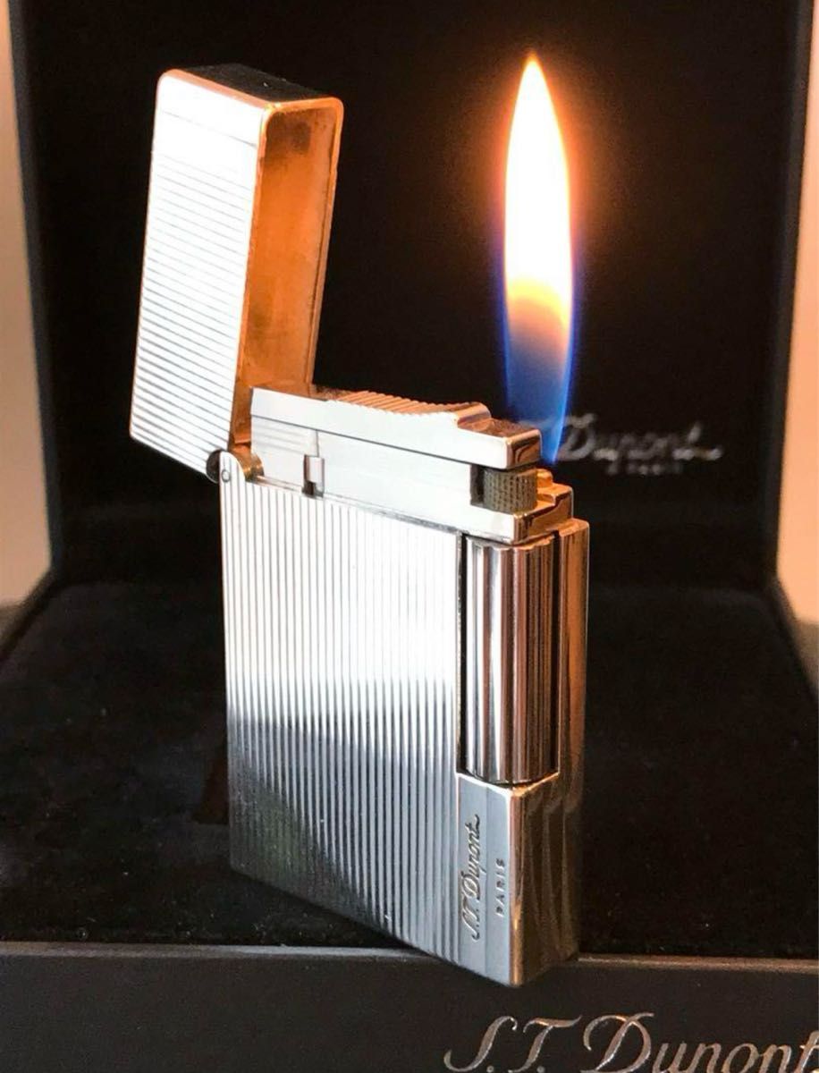 美品 開閉音 超快音キィーーン デュポン ガスライター ストライプ