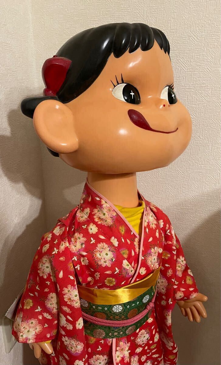 送料無料 超貴重 不二家 ペコちゃん 店頭用 等身大 110cm 着物 人形