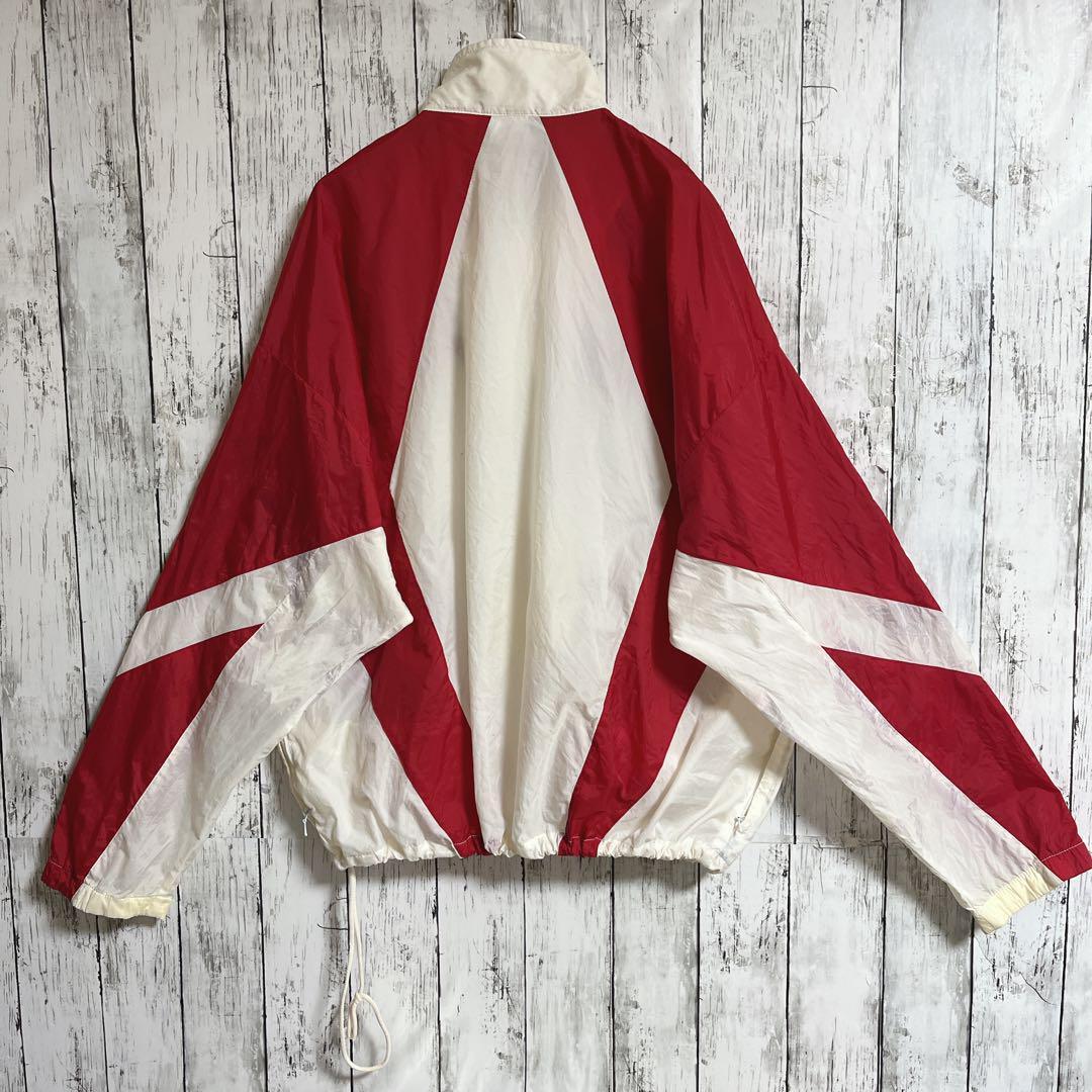 90's NIKE ナイキ 白タグ 銀タグ ナイロンジャケット XL 白赤 ワン