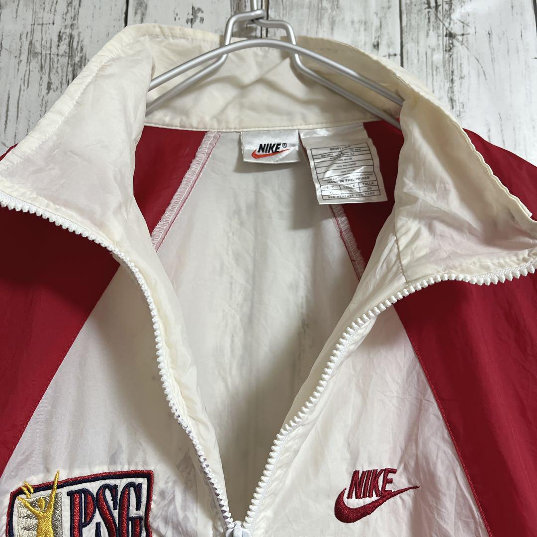 90's NIKE ナイキ 白タグ 銀タグ ナイロンジャケット XL 白赤 ワン