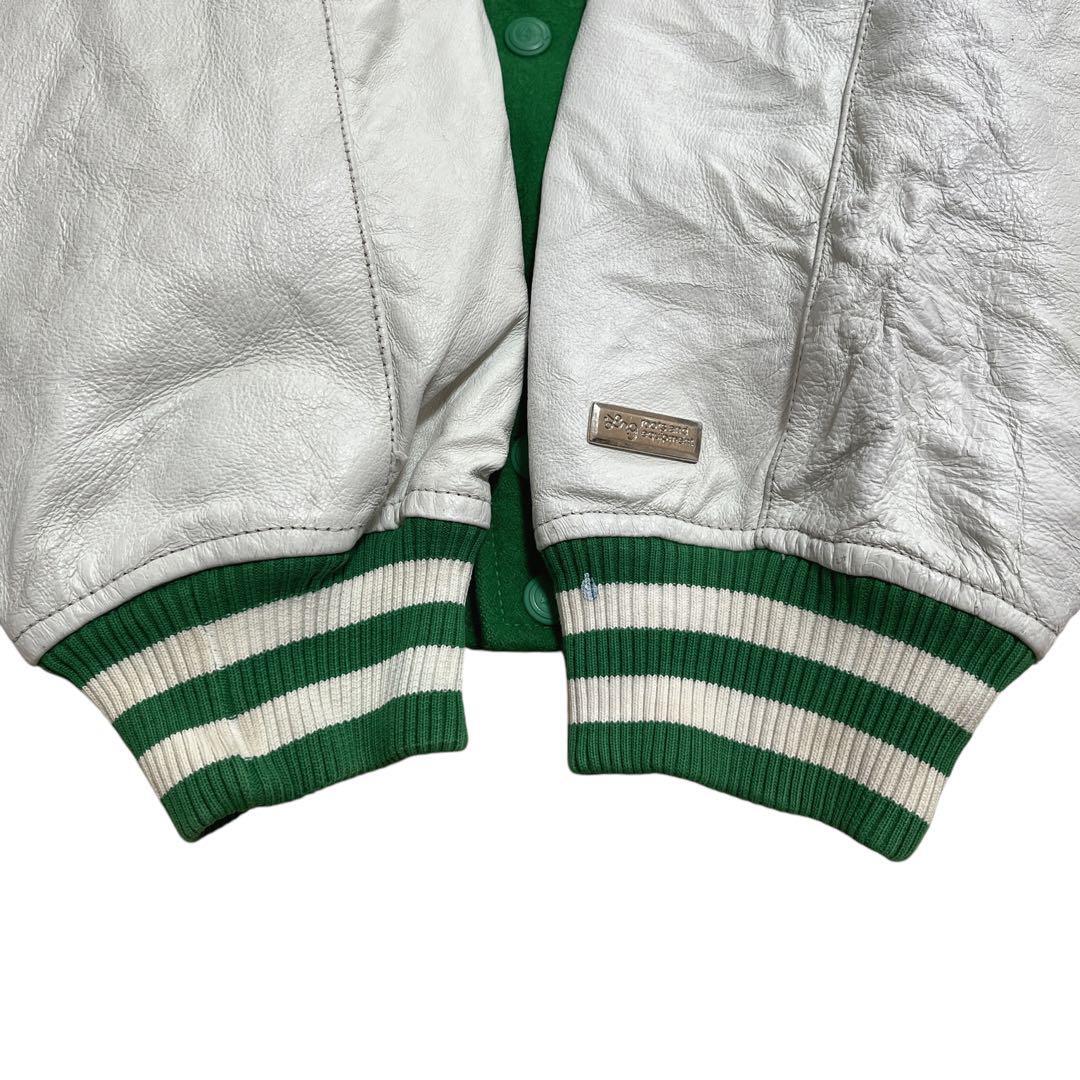 LRG 袖レザースタジャン バーシティージャケット 3XL 緑 グリーン