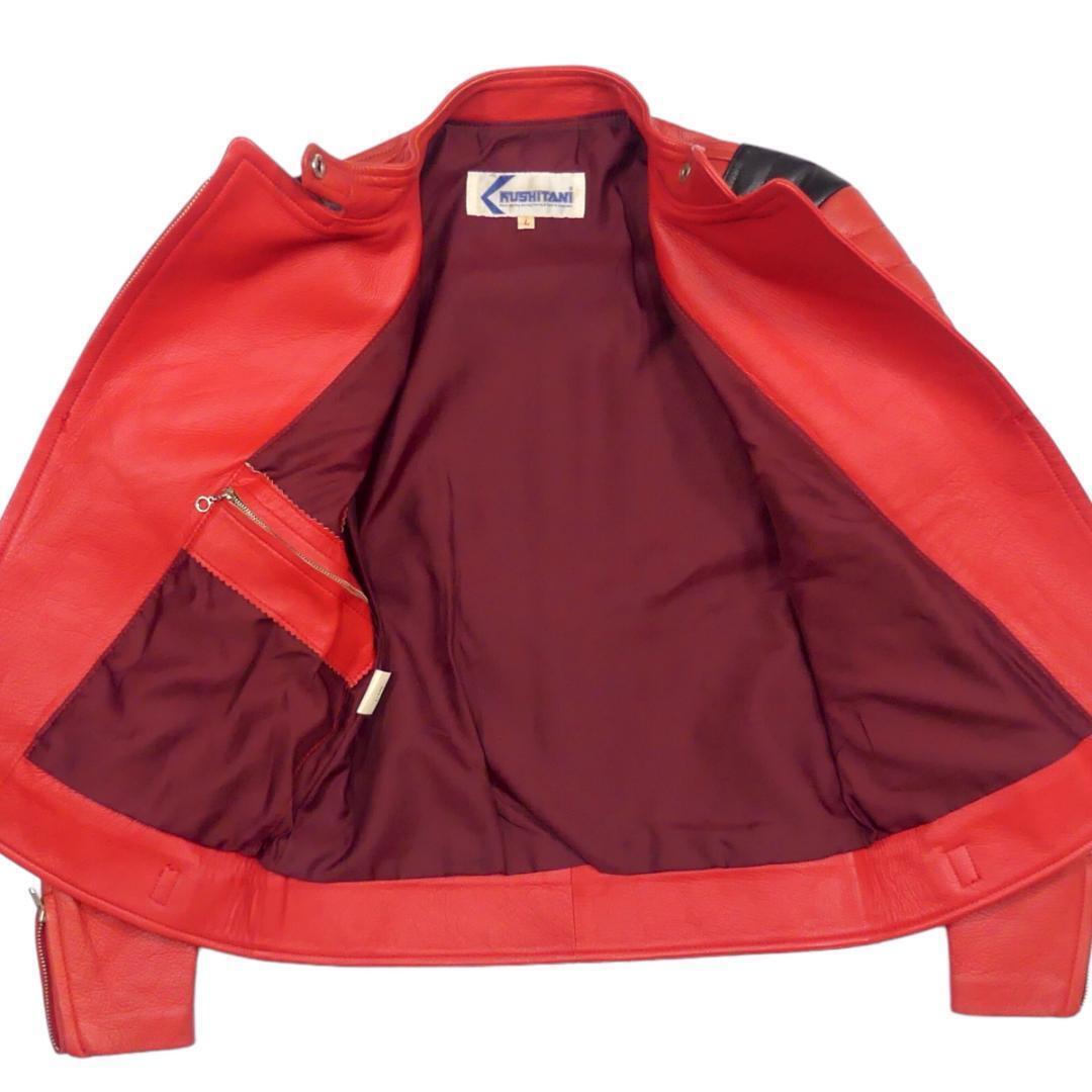 即決 KUSHITANI レディース L レザーライダースジャケット クシタニ 赤