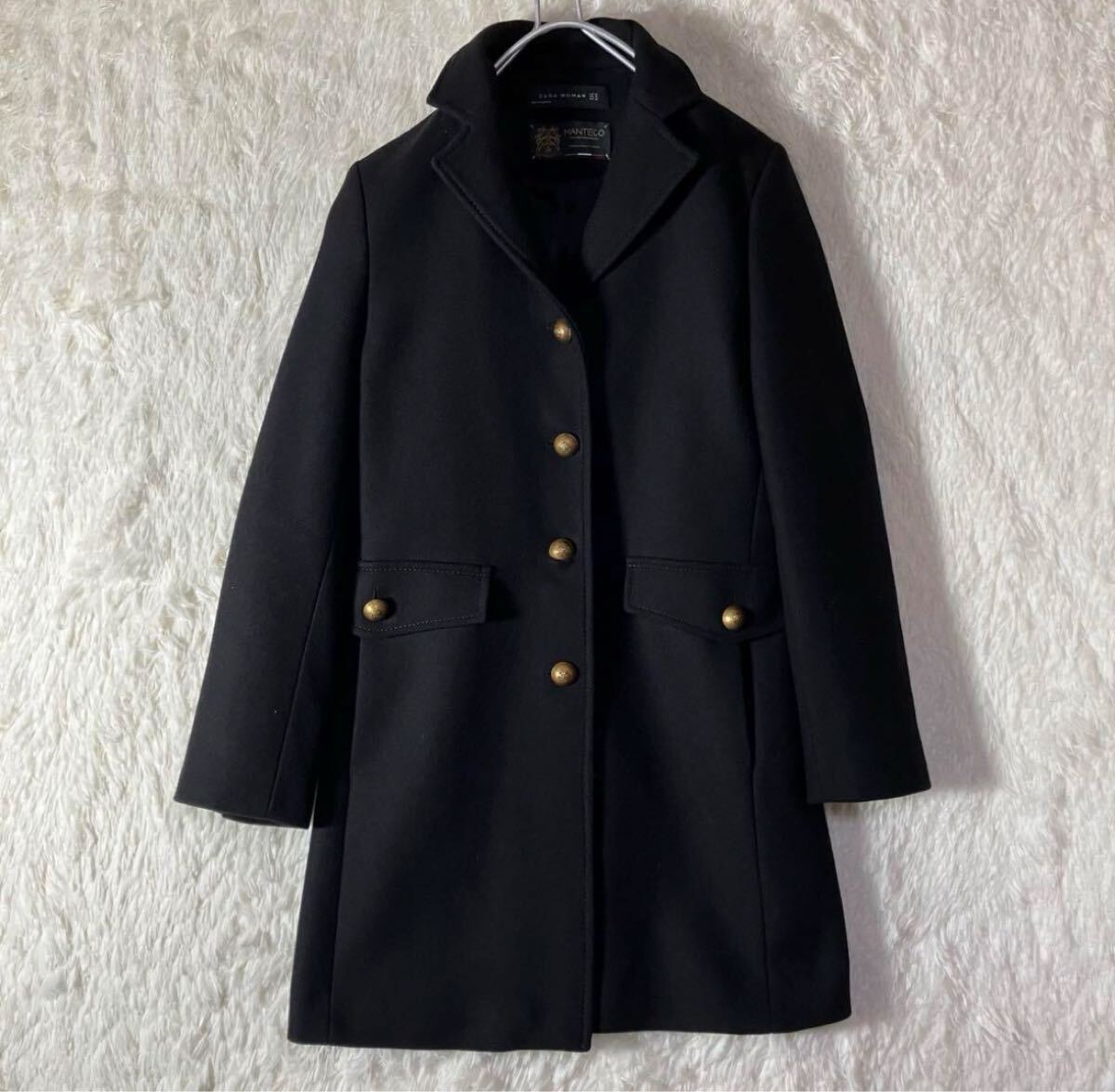 アパレル】 美品 ZARA ザラ ウールコートMANTECO マンテコ 金ボタン
