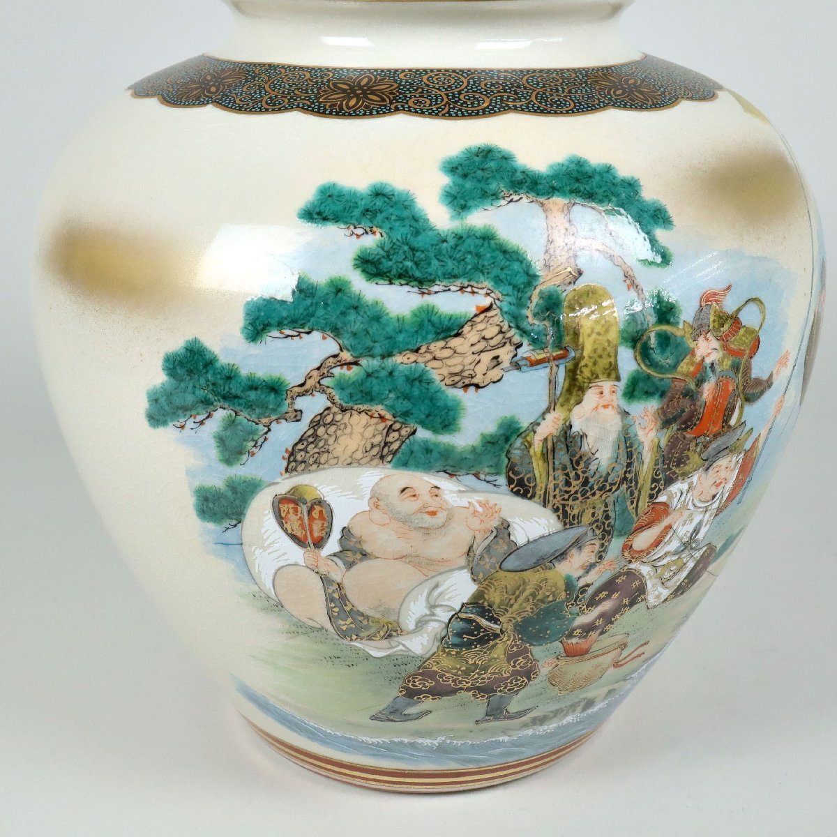 Yahoo!オークション - 九谷焼 陶勝作 蓋付壷 七福神図 共箱 立札 壺 花