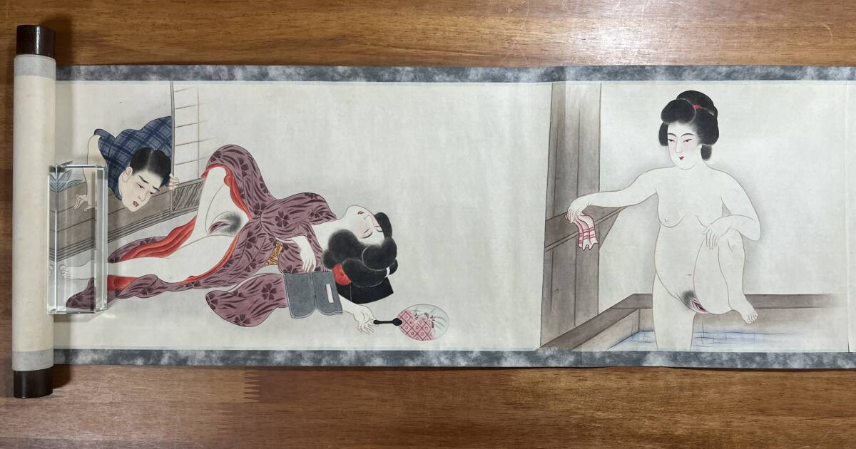 巻物 春画 肉筆 12画 絵巻 浮世絵 艶本 江戸 浮世絵 艶本 枕絵 肉筆