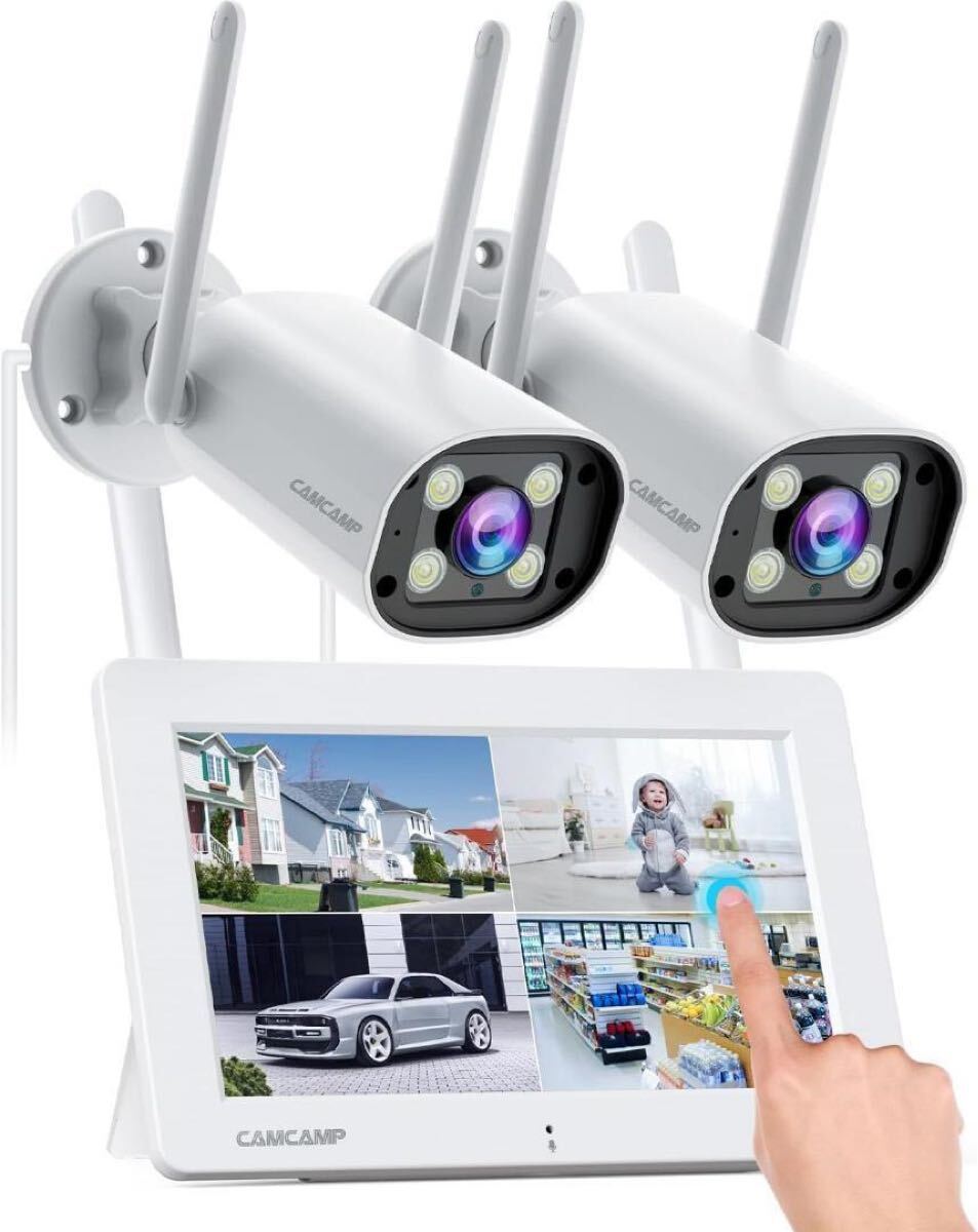 防犯カメラ ワイヤレス 屋外 CAMCAMP 7インチIPS ポータブルモニタ一