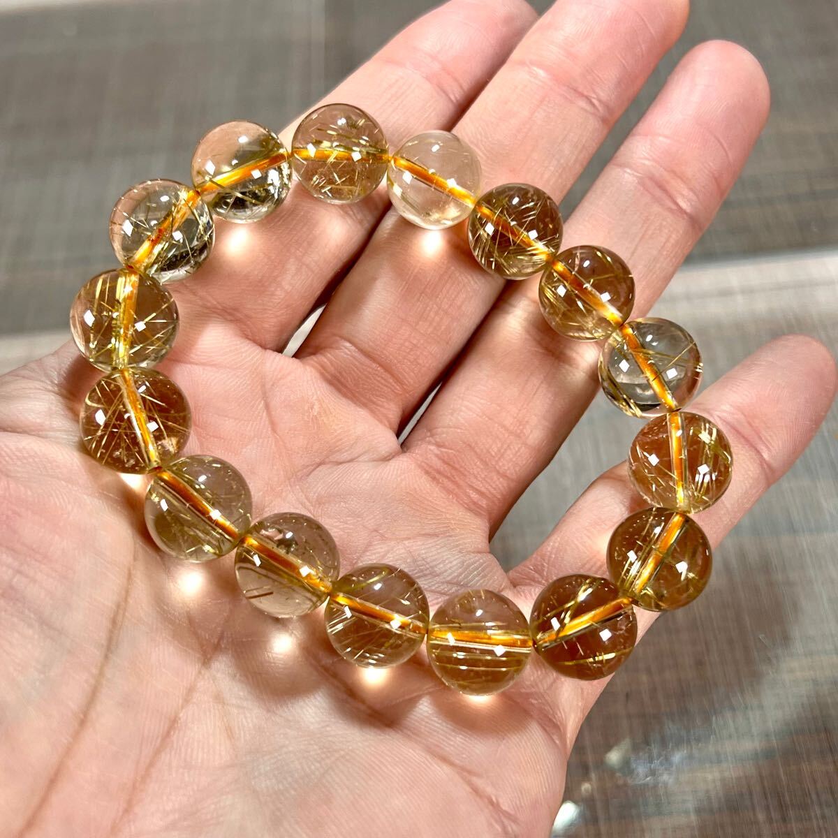 針多め＆透明度抜群 ゴールドルチルブレスレット 金運強 9-3 ルチル