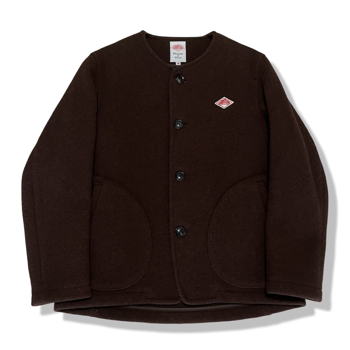DANTON(ダントン) ウールモッサ ノーカラージャケット ダークブラウン