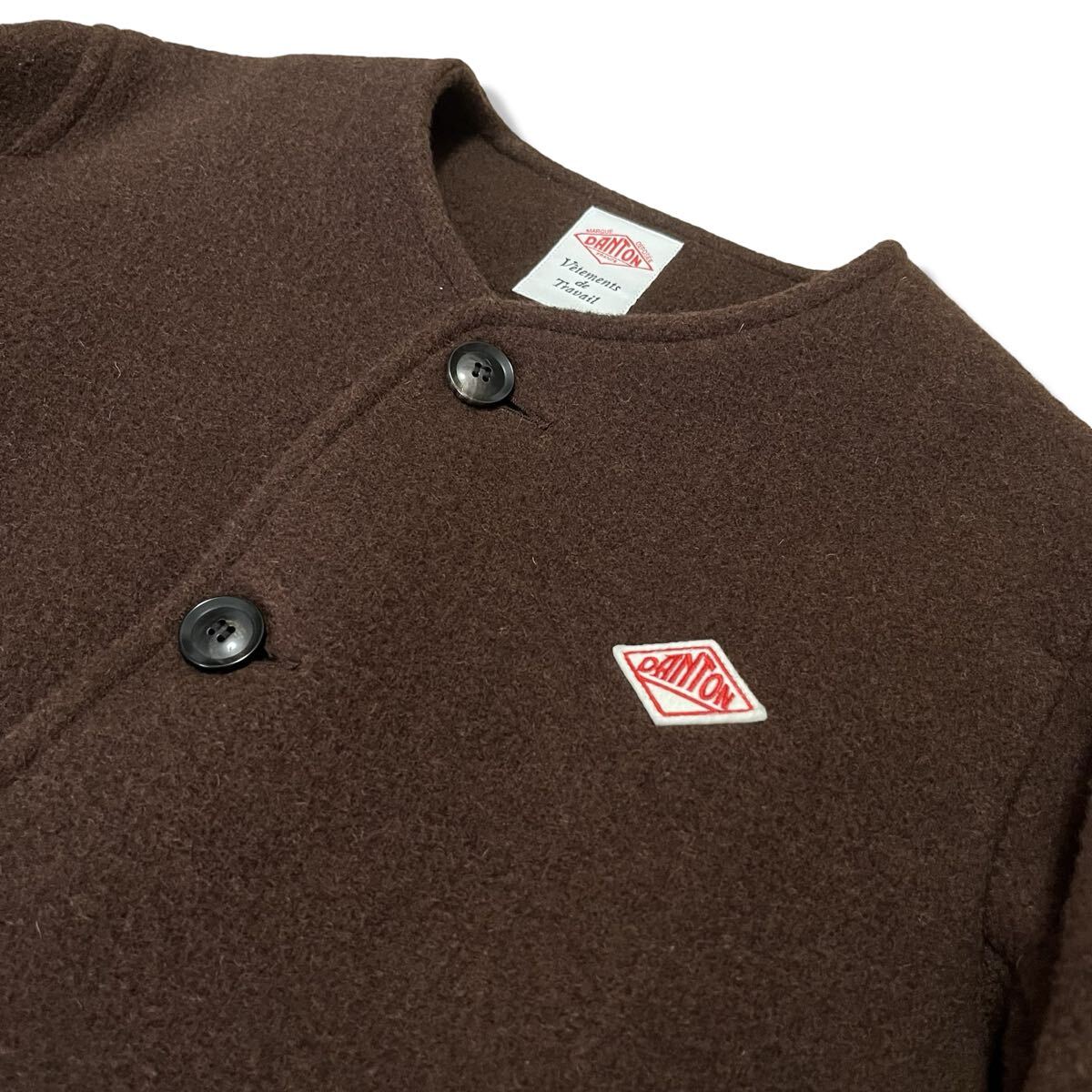 DANTON(ダントン) ウールモッサ ノーカラージャケット ダークブラウン