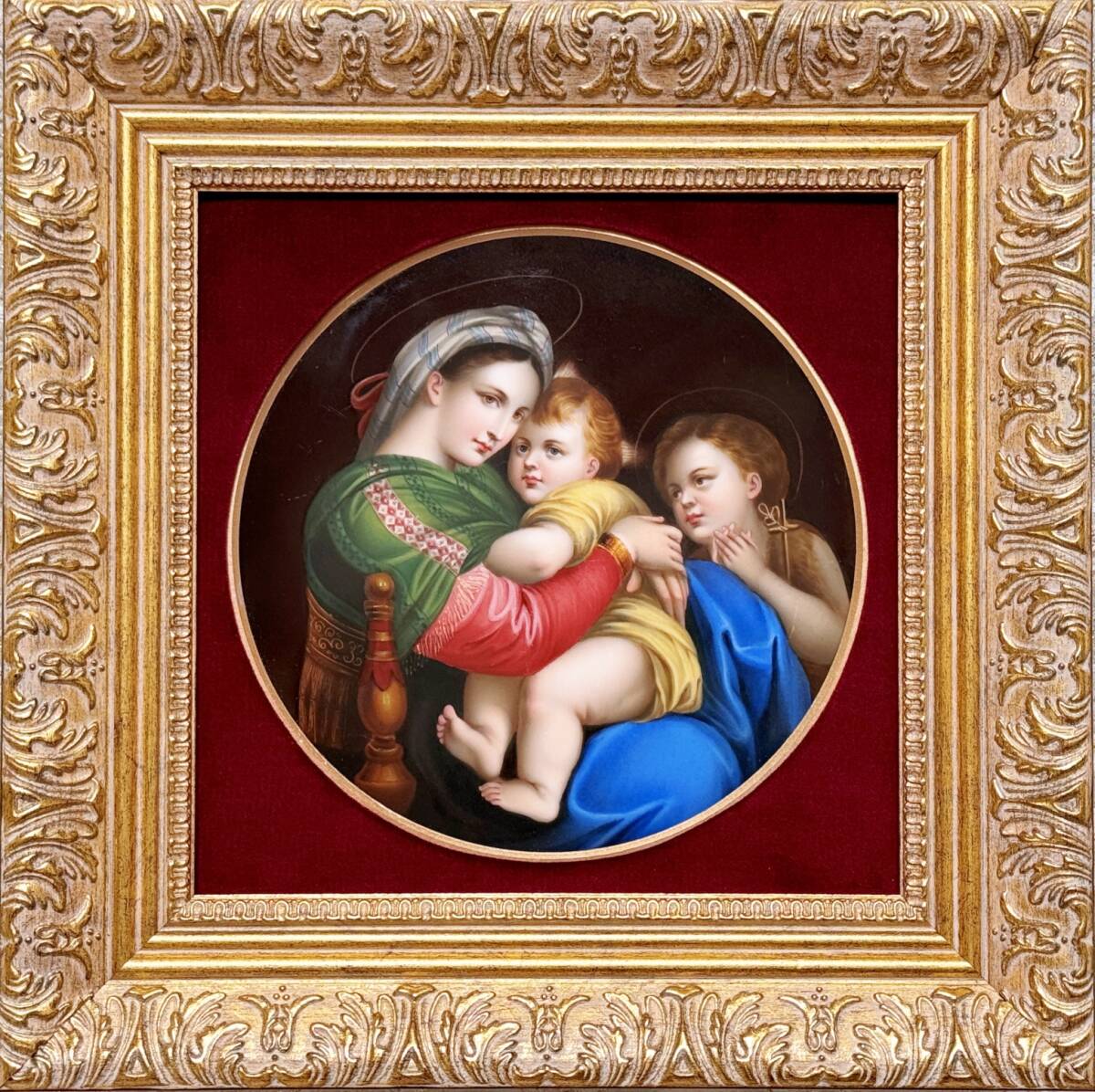 Yahoo!オークション - KPM真作 19世紀ドイツ手描き陶板画 小椅子の聖母