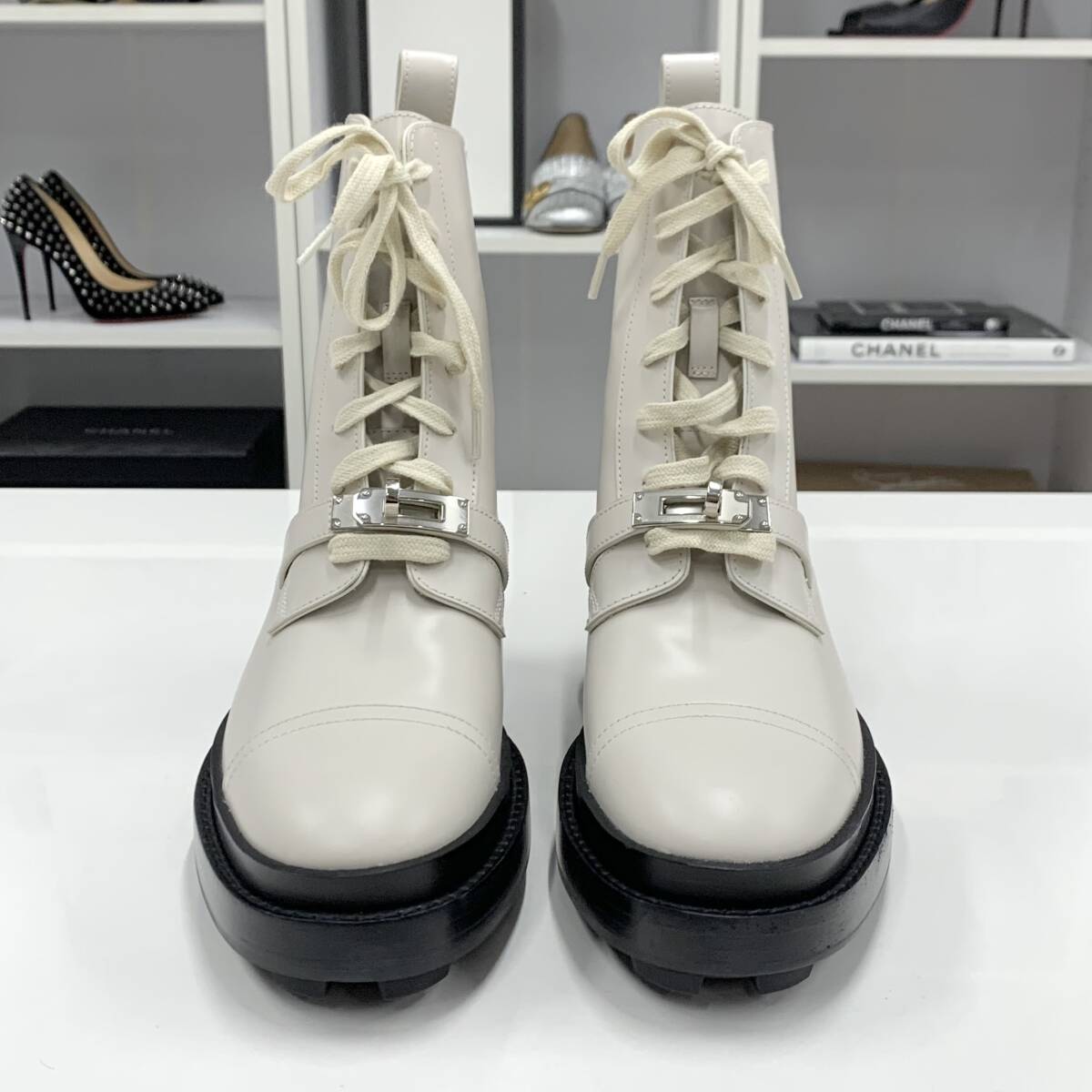 M10669 エルメス ファンク レザー ケリー金具 レースアップ ショート