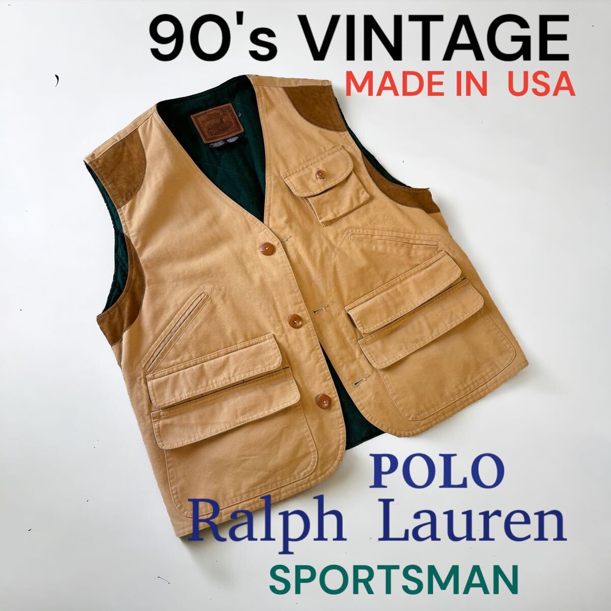 極上 希少 90's VINTAGE USA製 POLO SPORTSMAN ハンティング ベスト