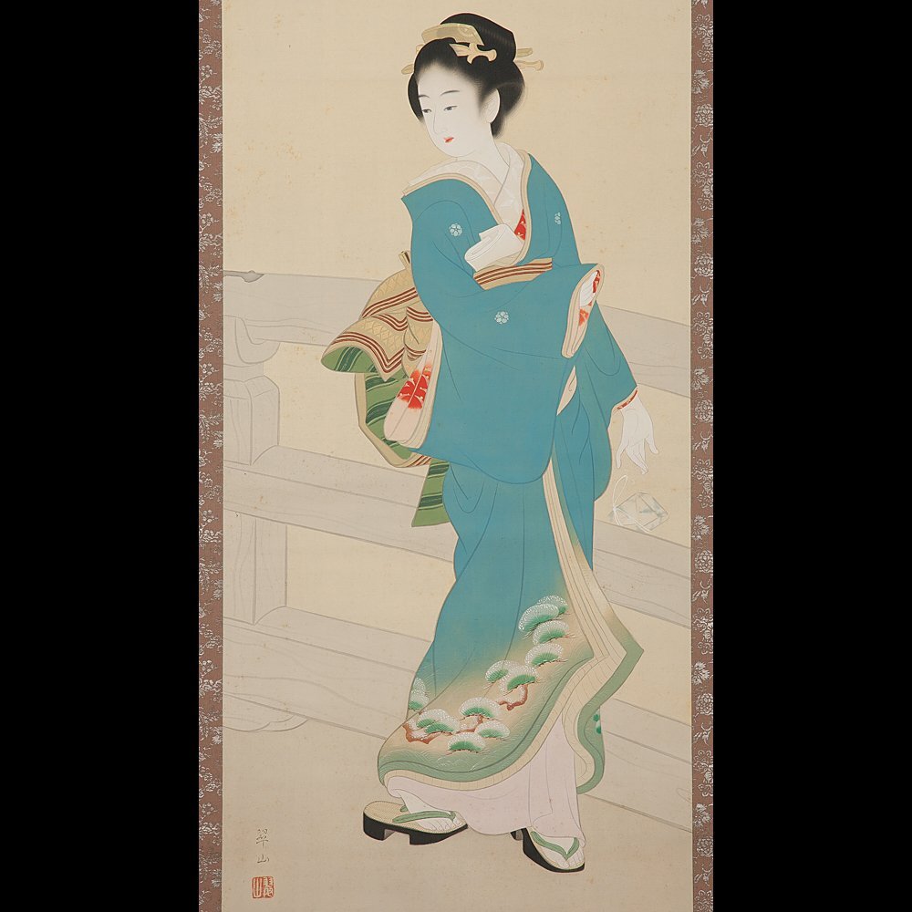 Yahoo!オークション - 【五】三木翠山 『維新の花』 真作 絹本 彩色 掛