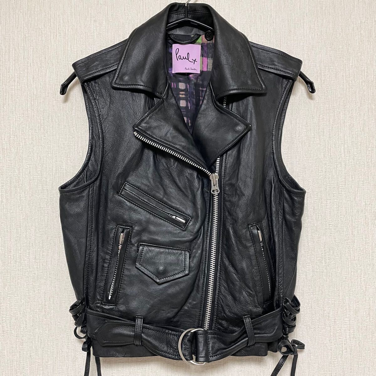 即決 Paul+ Paul Smith ポールスミス ノースリーブ ライダース ベスト