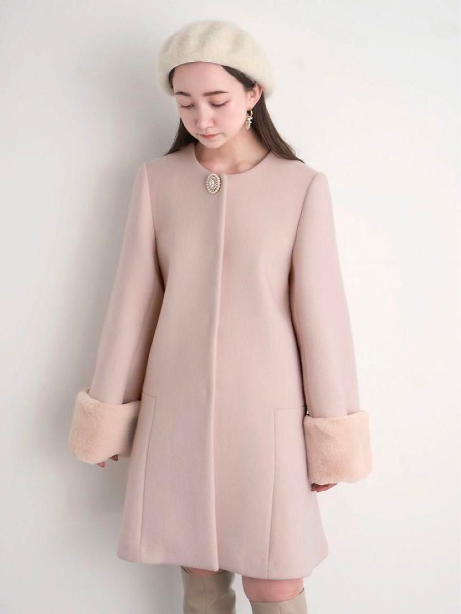 SNIDELさえこさんコート ビジューブローチaラインコート スナイデル