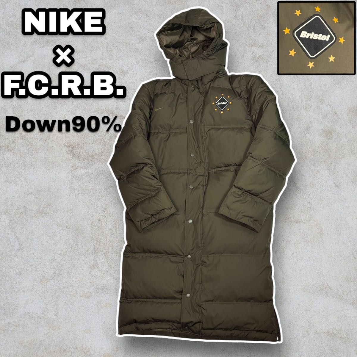 FCRB×NIKE ダウンジャケット ベンチコート カーキ メンズ 2way 防風