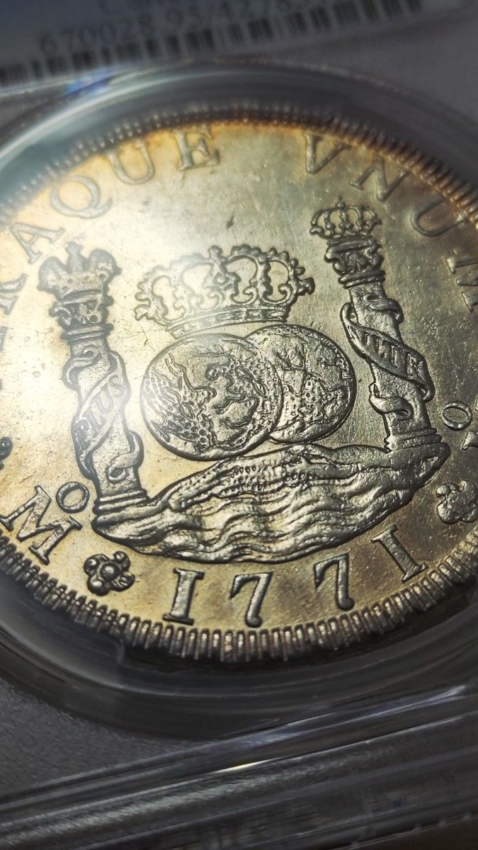 AU】PCGS 1771 スペイン領 メキシコ 8レアル 銀貨 ピラーダラー ピース