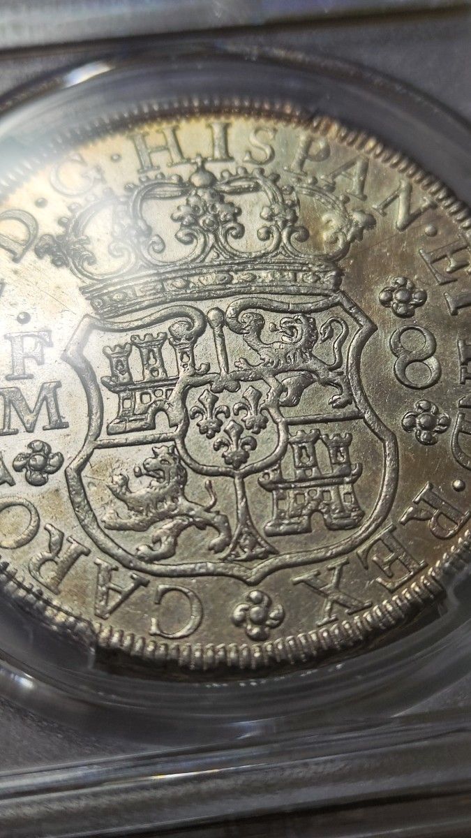 AU】PCGS 1771 スペイン領 メキシコ 8レアル 銀貨 ピラーダラー ピース