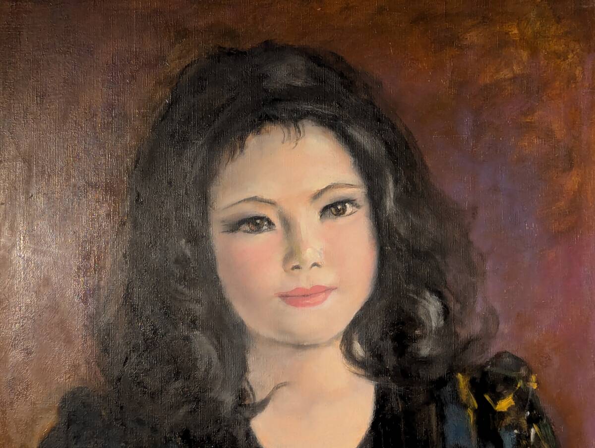 真作】絵画 弦田英太郎 油彩10号 少女像 空間に華やぎを添える肖像画