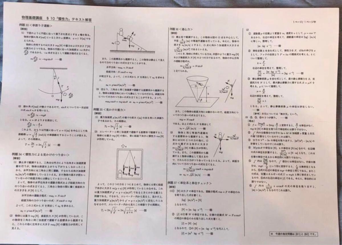 鉄緑会 高2物理 物理基礎講座 テキスト解答（例題解答） 2022年度