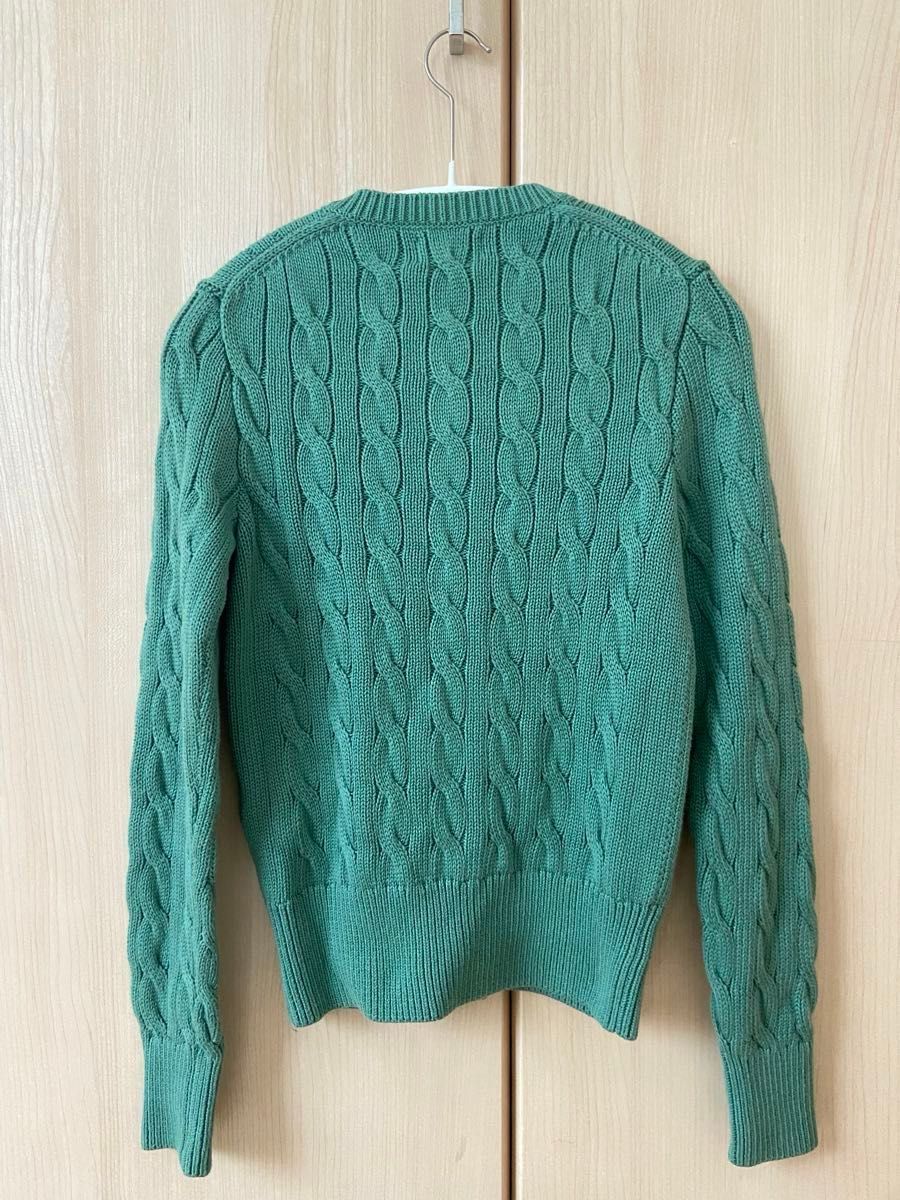 ポロラルフローレン ケーブルニットカーディガン グリーン レディース