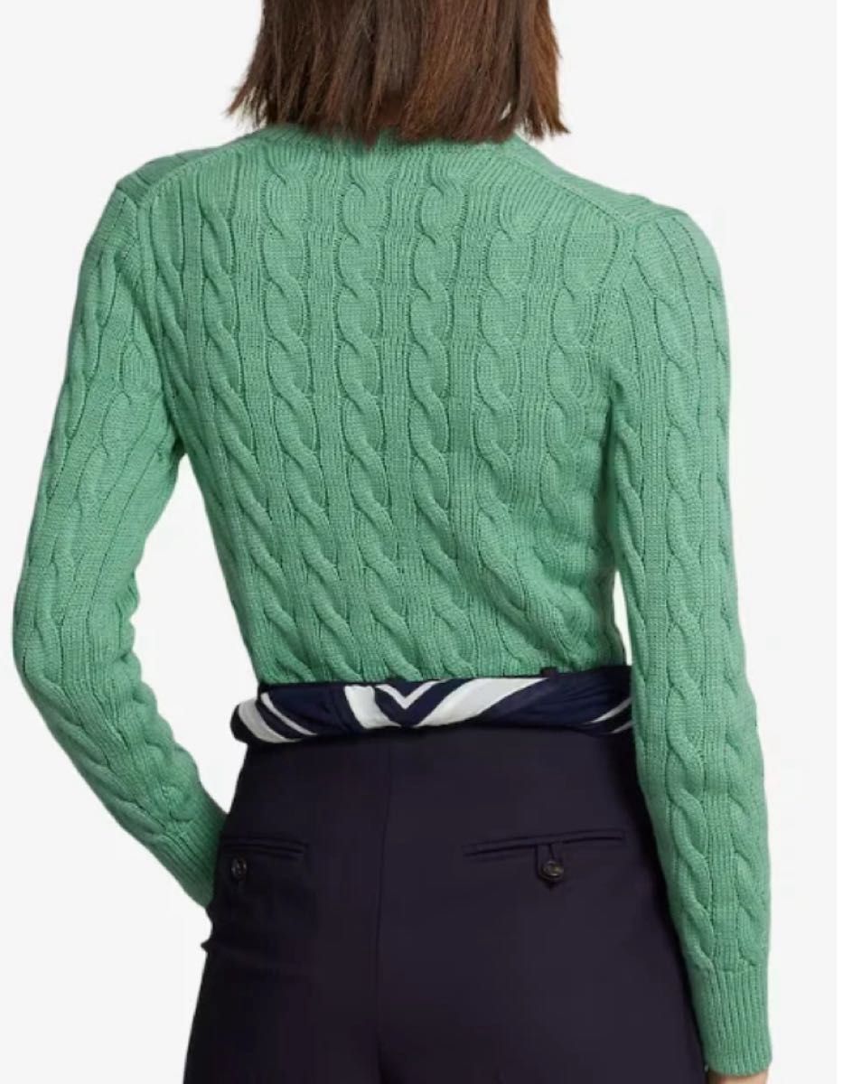 ポロラルフローレン ケーブルニットカーディガン グリーン レディース