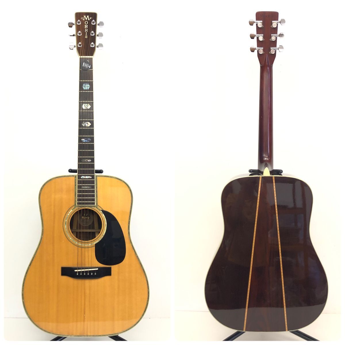 Morris w-25 アコースティックギター ケース、ストラップ付き モーリス