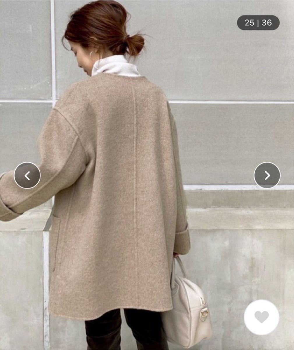 人気 スピックアンドスパン ノーカラーリバーコート ベージュ モカ M