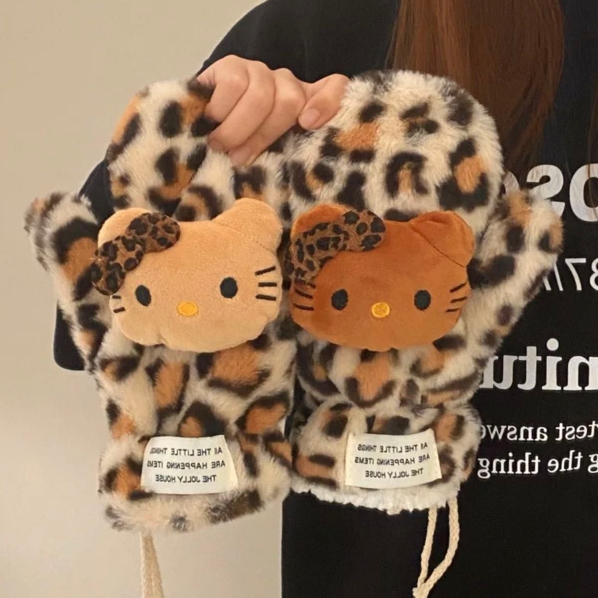 ハローキティ キティ 日焼けキティ ヒョウ柄 手袋 アーム ブラウン