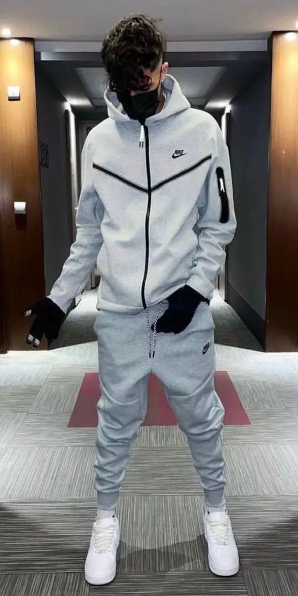 廃盤 上L 下M グレー セットアップ ナイキ メンズ テックフリース 灰色